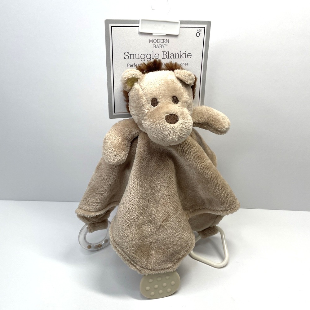 NWT Modern Baby Snuggle Blankie LION Crinkle Security Blanket Lovey 14" x14"